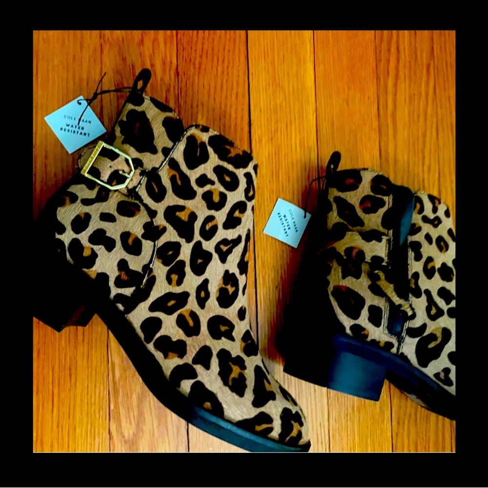 Cole Haan leopard print ankle boots size 5 NWT